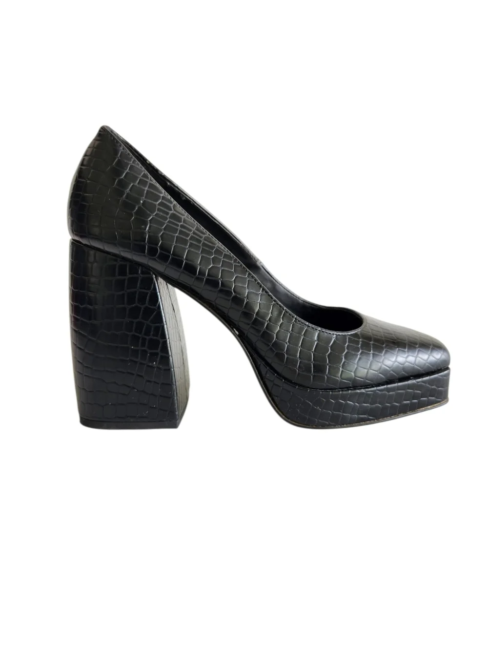 Katy Perry The Uplift Platform Pump Black Block Heel Square Toe  Size 10